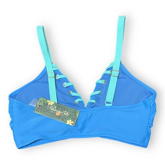 Medium Blooming Jelly Bikini Two Piece Blue Laced High Waist - Picture 3 of 7